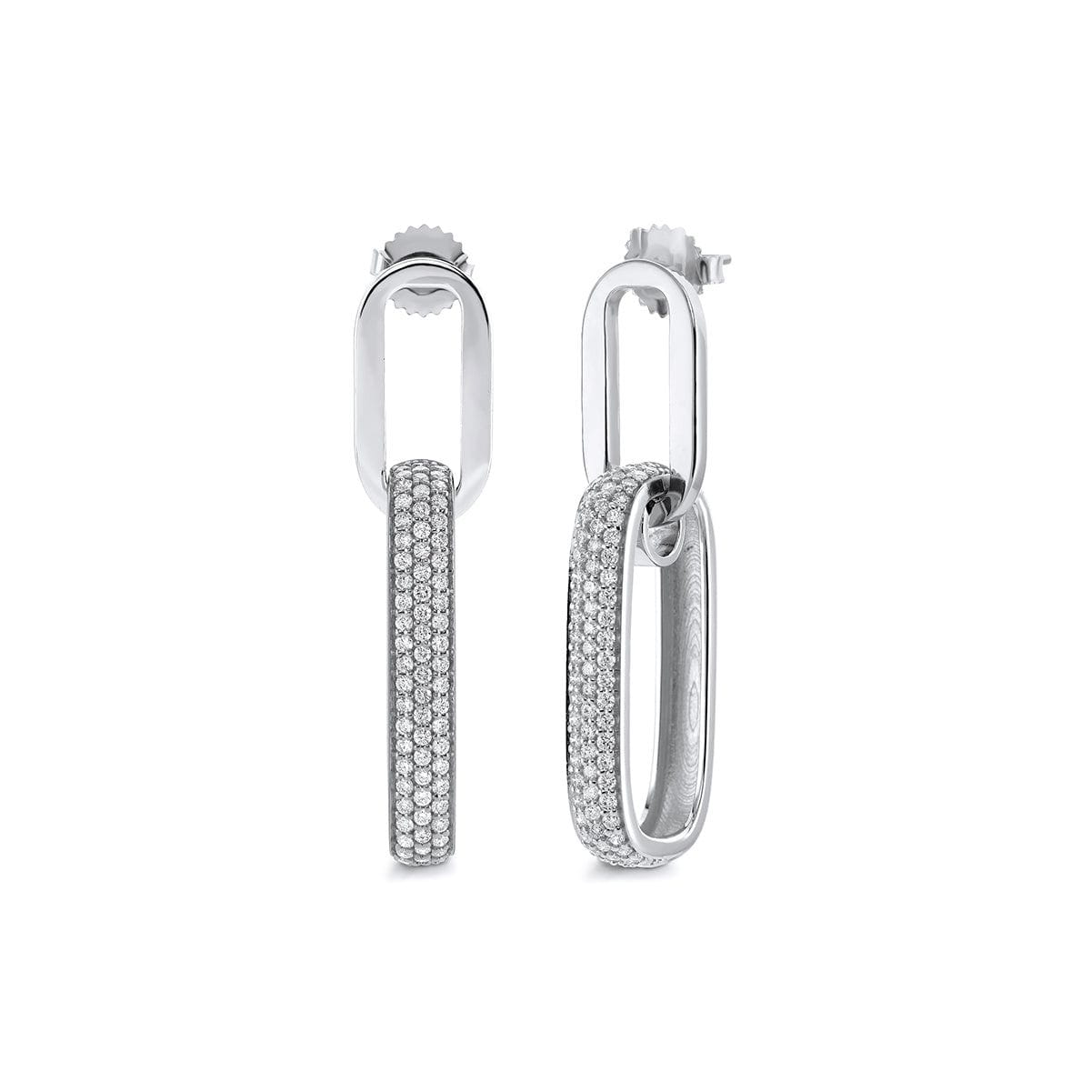 MICHAEL M Earrings 14K White Gold Double Luxe Link Wide Drop Earrings