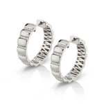 MICHAEL M Earrings 14K White Gold Orb Ribbed Huggies