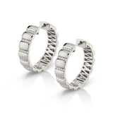 MICHAEL M Earrings 14K White Gold Orb Ribbed Huggies