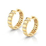 MICHAEL M Earrings 14K Yellow Gold Orb Ribbed Huggies ER529