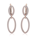MICHAEL M Earrings 18K Rose Gold Double Oval Diamond Drop Earrings MKOB169RG