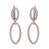 MICHAEL M Earrings 18K Rose Gold Double Oval Diamond Drop Earrings MKOB169RG