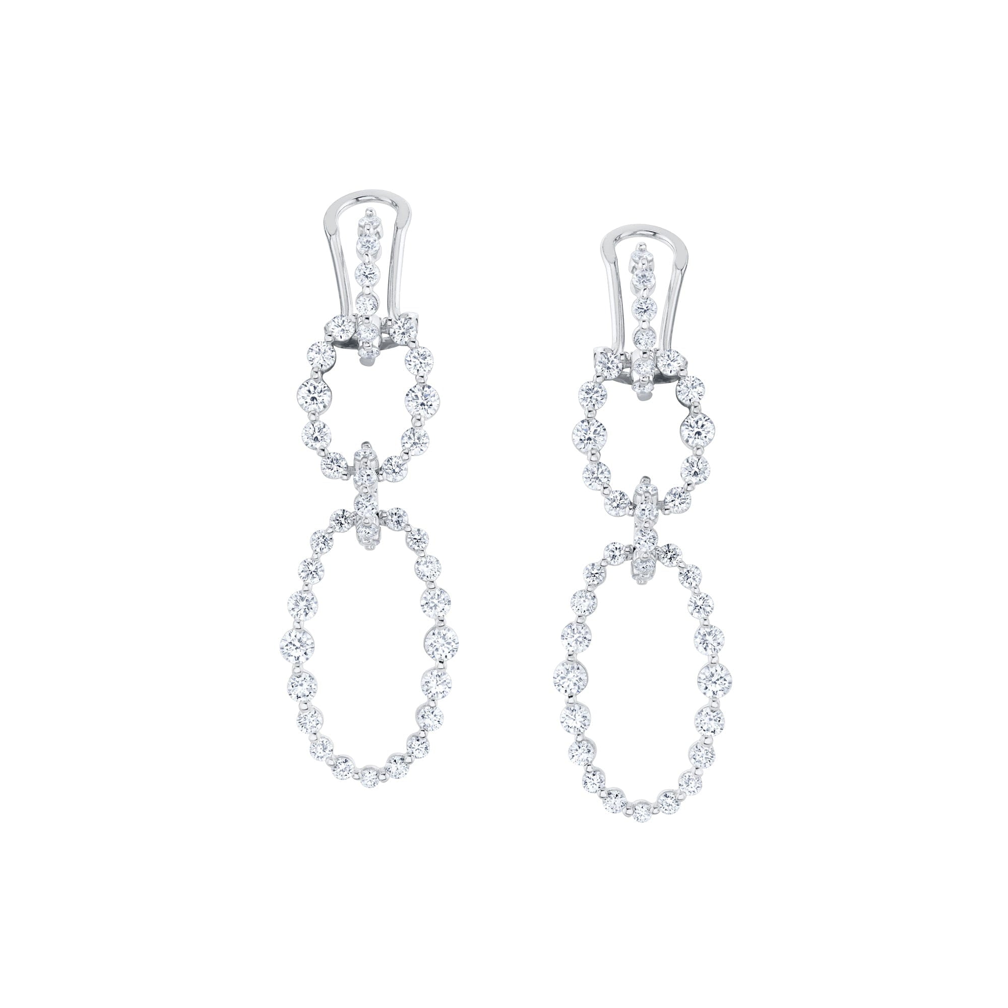 MICHAEL M Earrings 18K White Gold Cloud Oval Drop Earrings