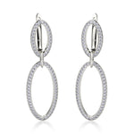 MICHAEL M Earrings 18K White Gold Double Oval Diamond Drop Earrings MKOB169WG
