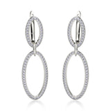 MICHAEL M Earrings 18K White Gold Double Oval Diamond Drop Earrings MKOB169WG
