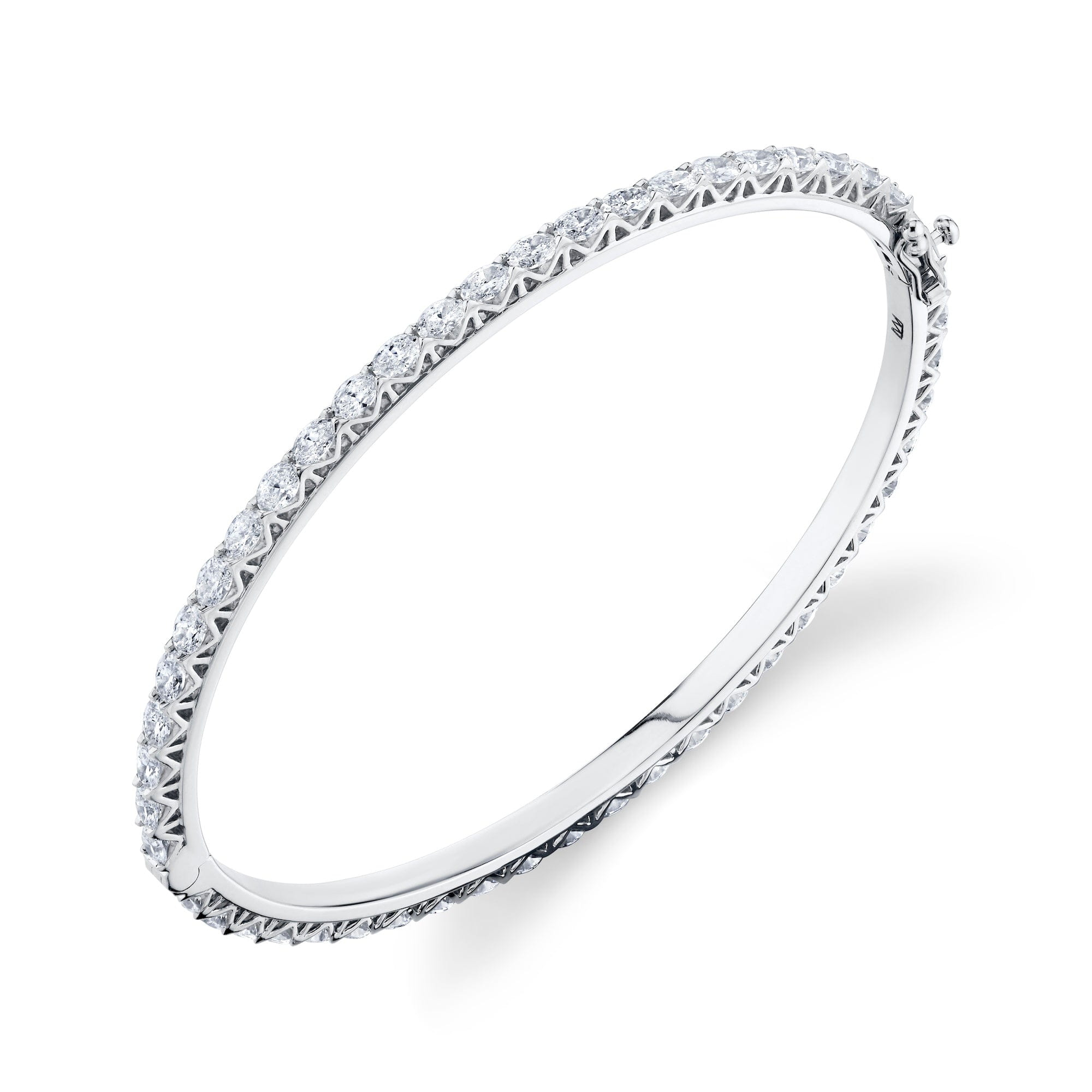 MICHAEL M Earrings 18K White Gold Meksian Oval Eternity Bangle