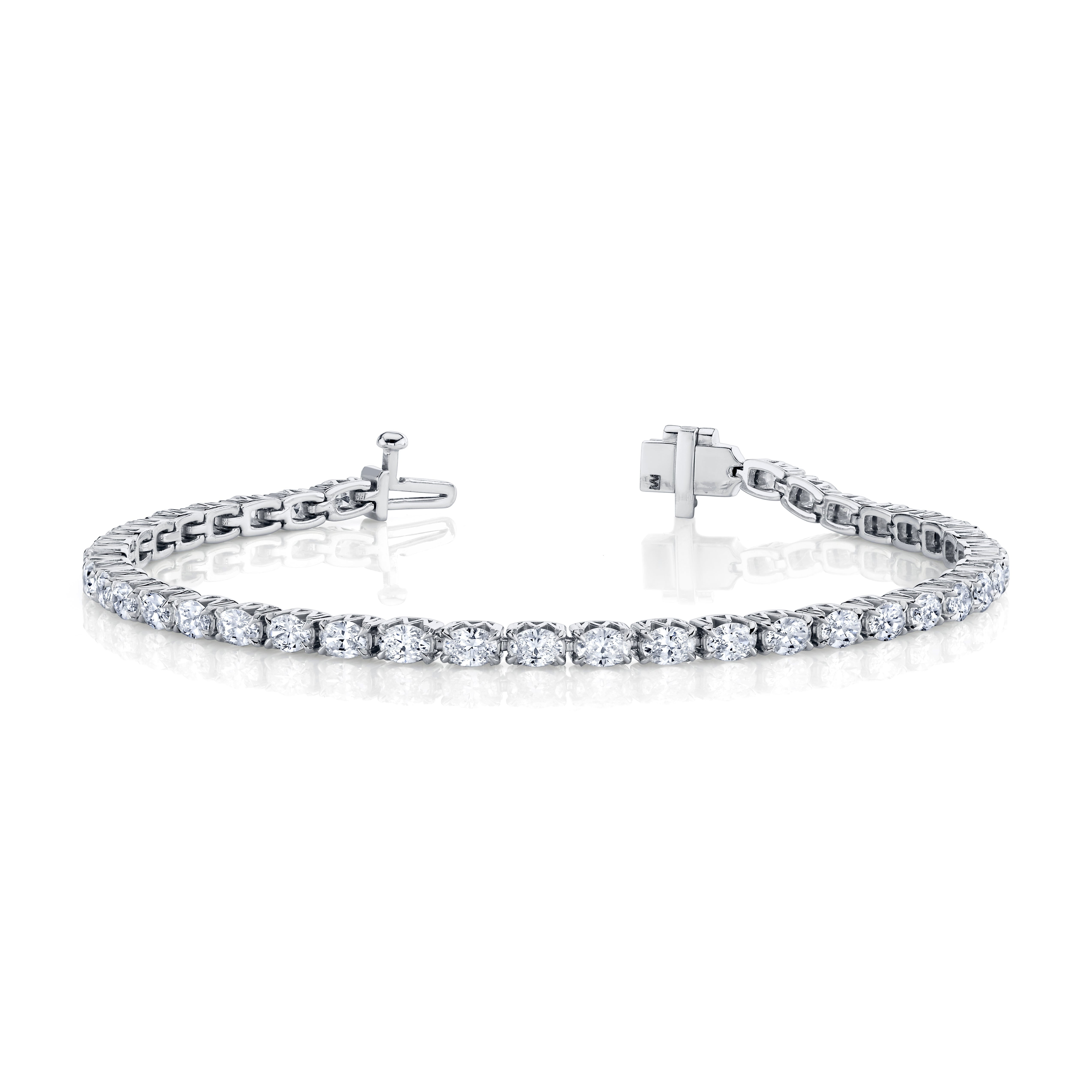 MICHAEL M Earrings 18K White Gold Meksian Oval Tennis Bracelet