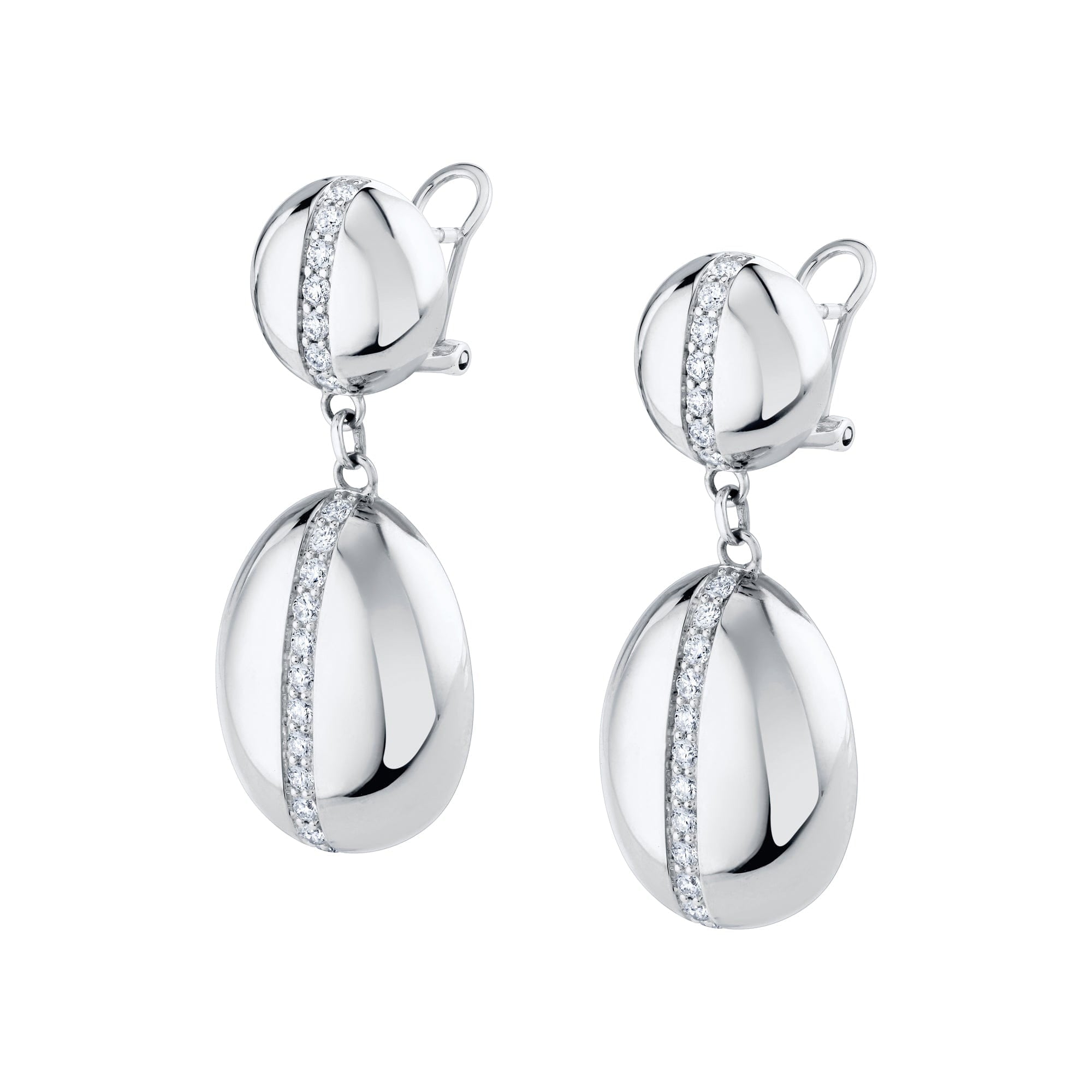 MICHAEL M Earrings 18K White Gold Orb Double Drop Earrings ER623