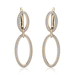 MICHAEL M Earrings 18K Yellow Gold Double Oval Diamond Drop Earrings MKOB169YG