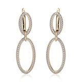 MICHAEL M Earrings 18K Yellow Gold Double Oval Diamond Drop Earrings MKOB169YG