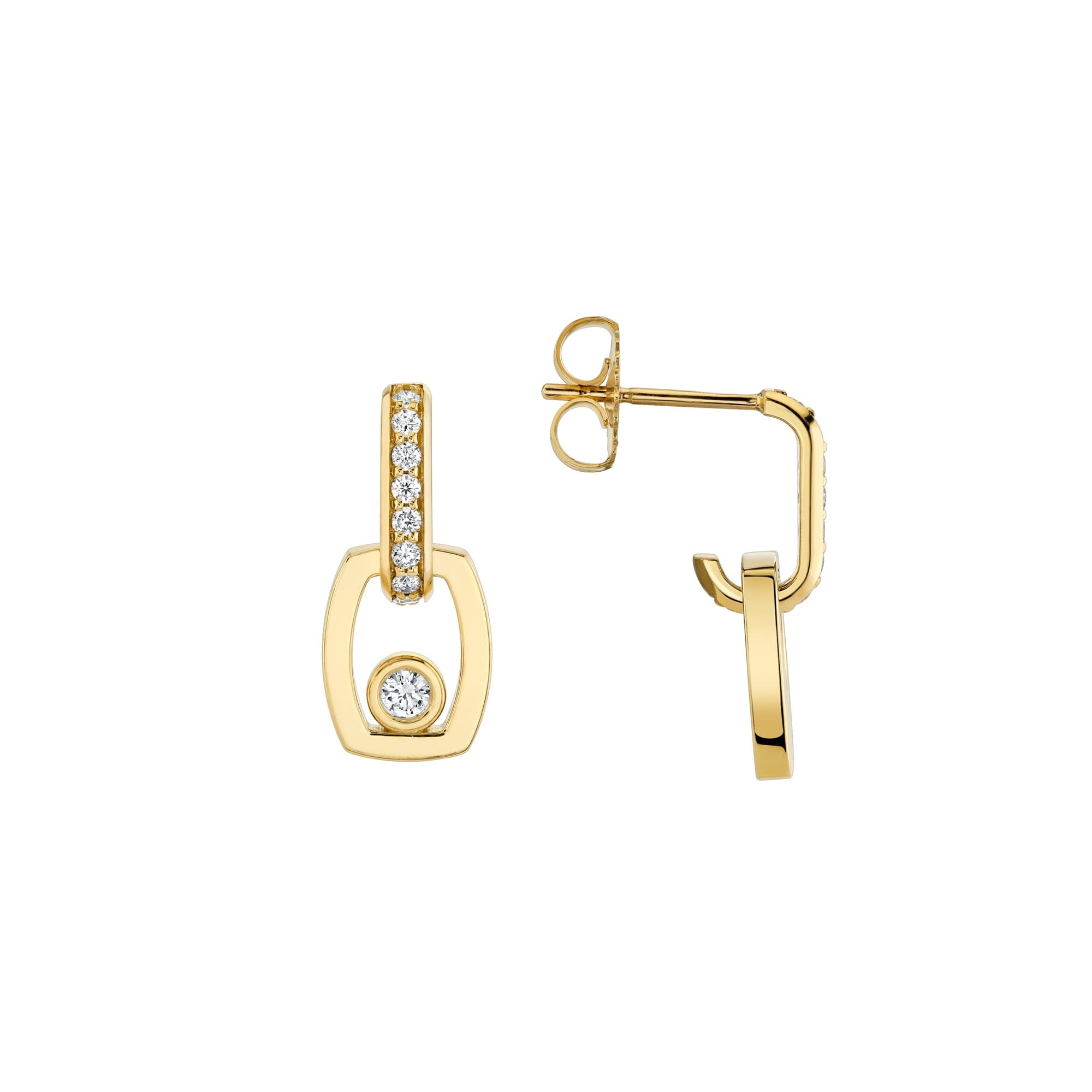 MICHAEL M Earrings Link Earrings with Bezel Set Diamond