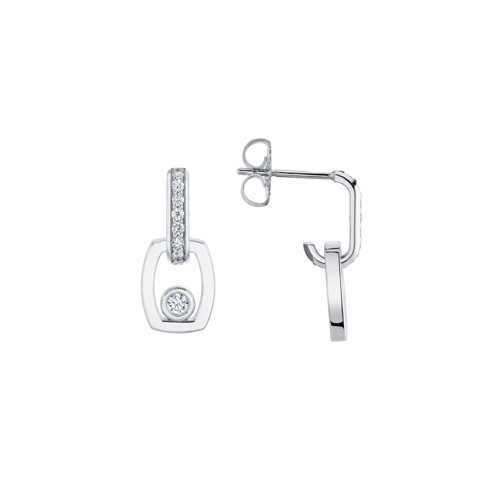 MICHAEL M Earrings Link Earrings with Bezel Set Diamond