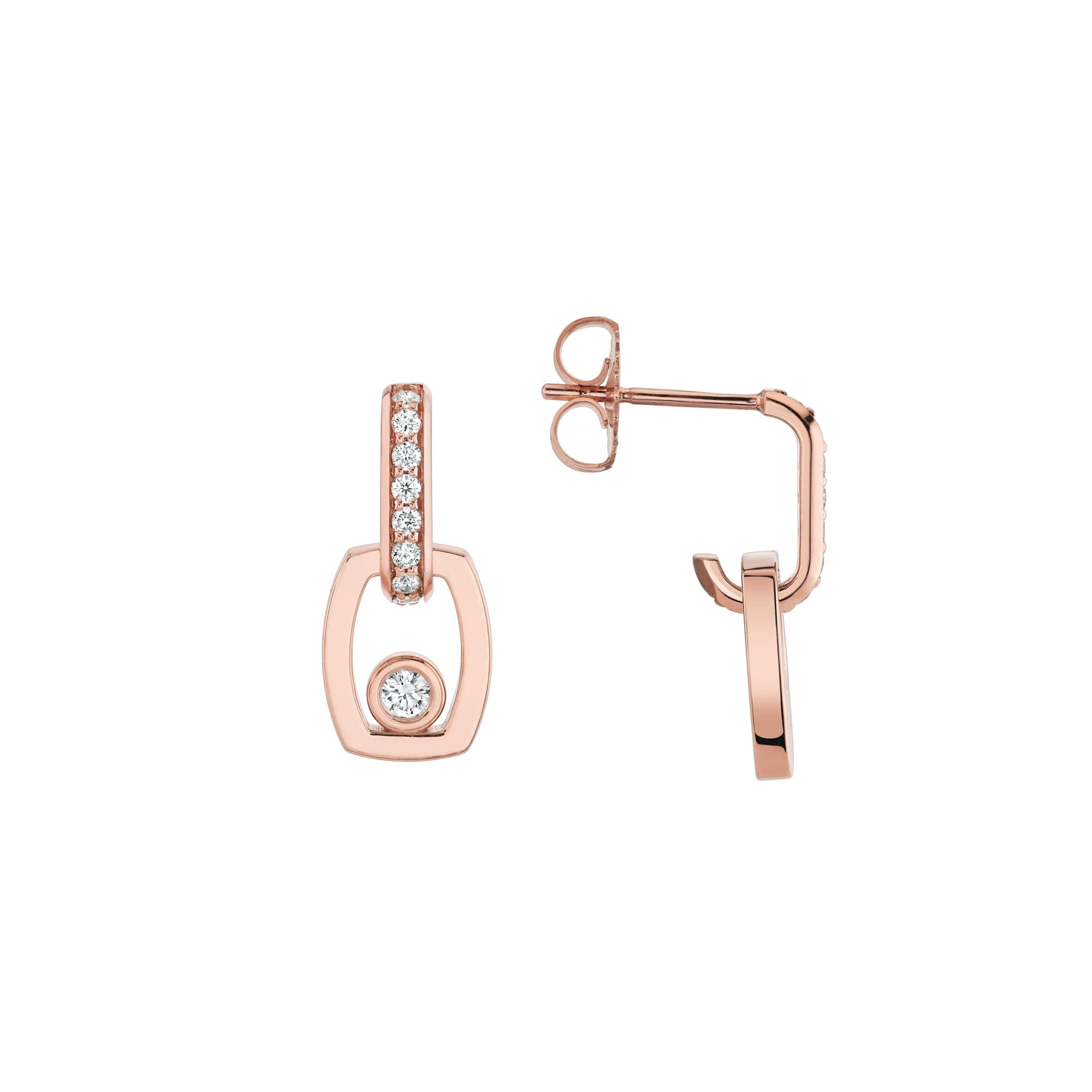 MICHAEL M Earrings Link Earrings with Bezel Set Diamond