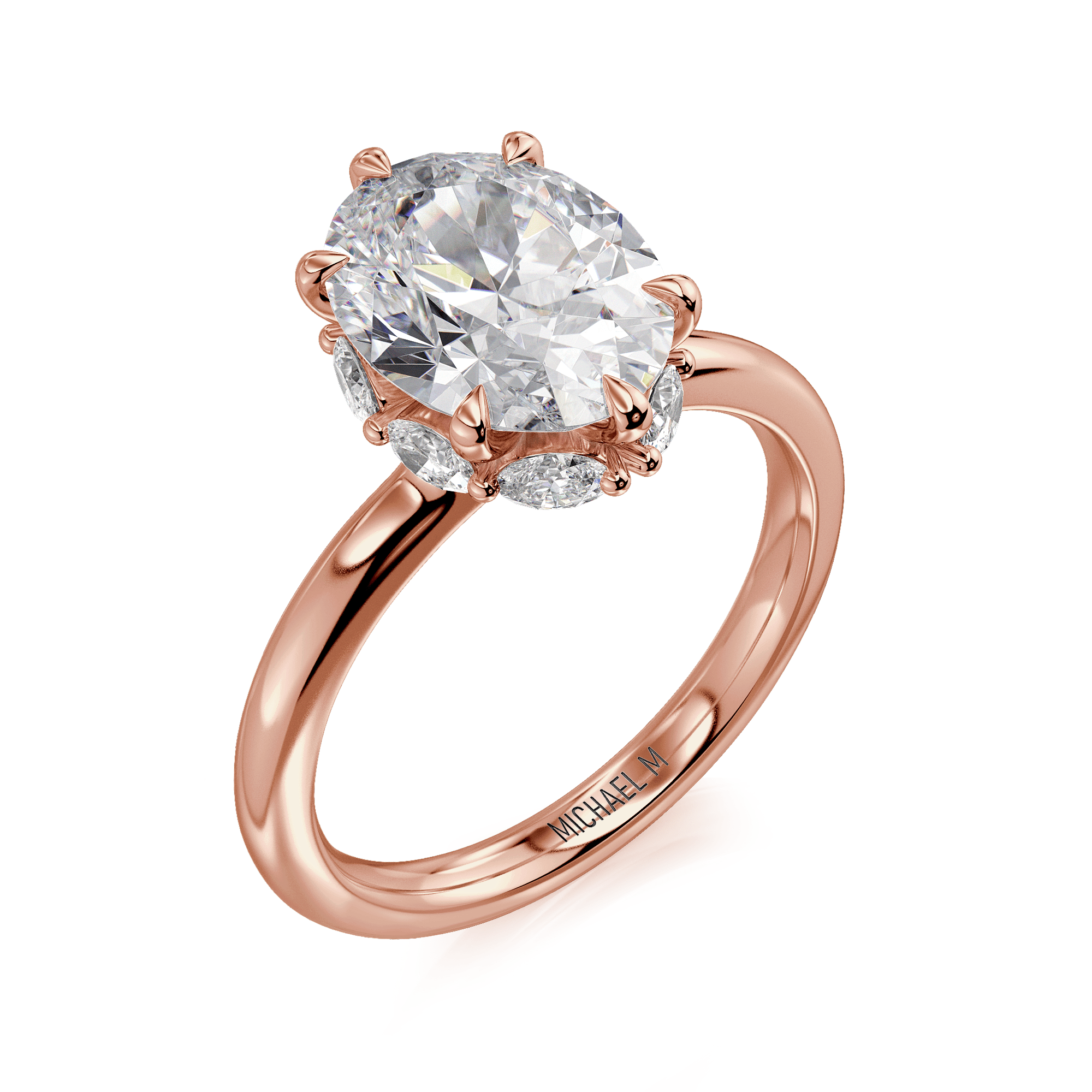 MICHAEL M Engagement Rings 18K Rose Gold Monarch R834-3 Oval R834-3-OV-RG