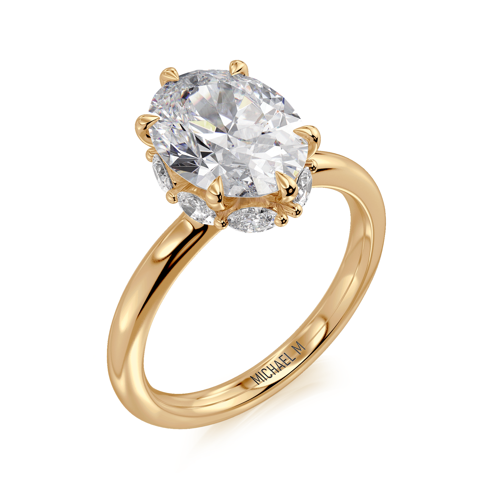 MICHAEL M Engagement Rings 18K Yellow Gold Monarch R834-3 Oval R834-3-OV-YG