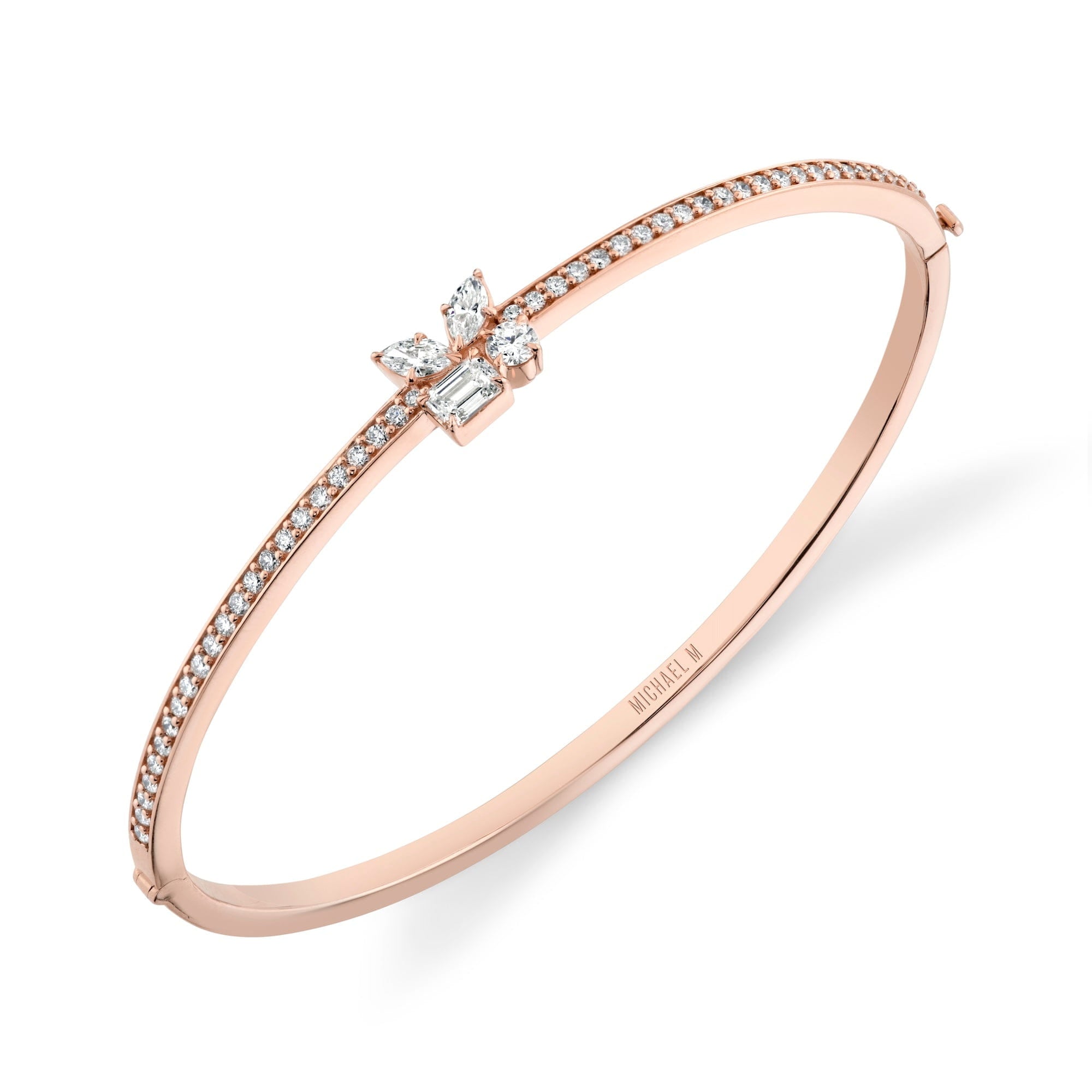 MICHAEL M Fashion Bracelets 18K Rose Gold / Small Montage Single Cluster Bangle