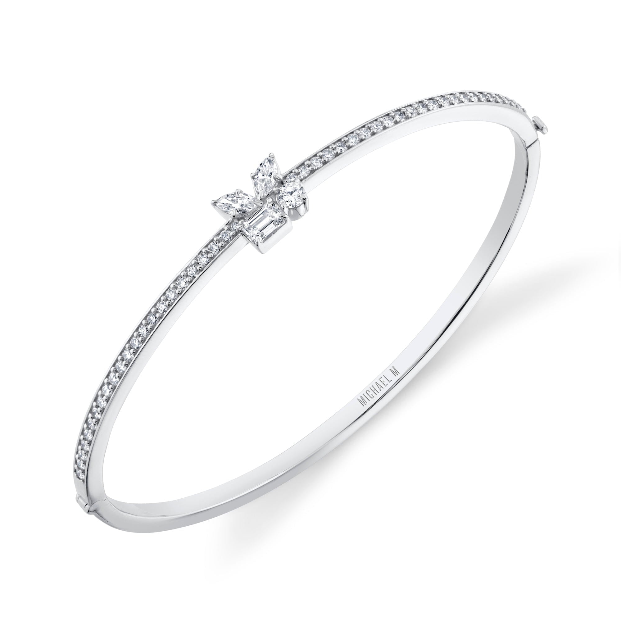 MICHAEL M Fashion Bracelets 18K White Gold / Small Montage Single Cluster Bangle