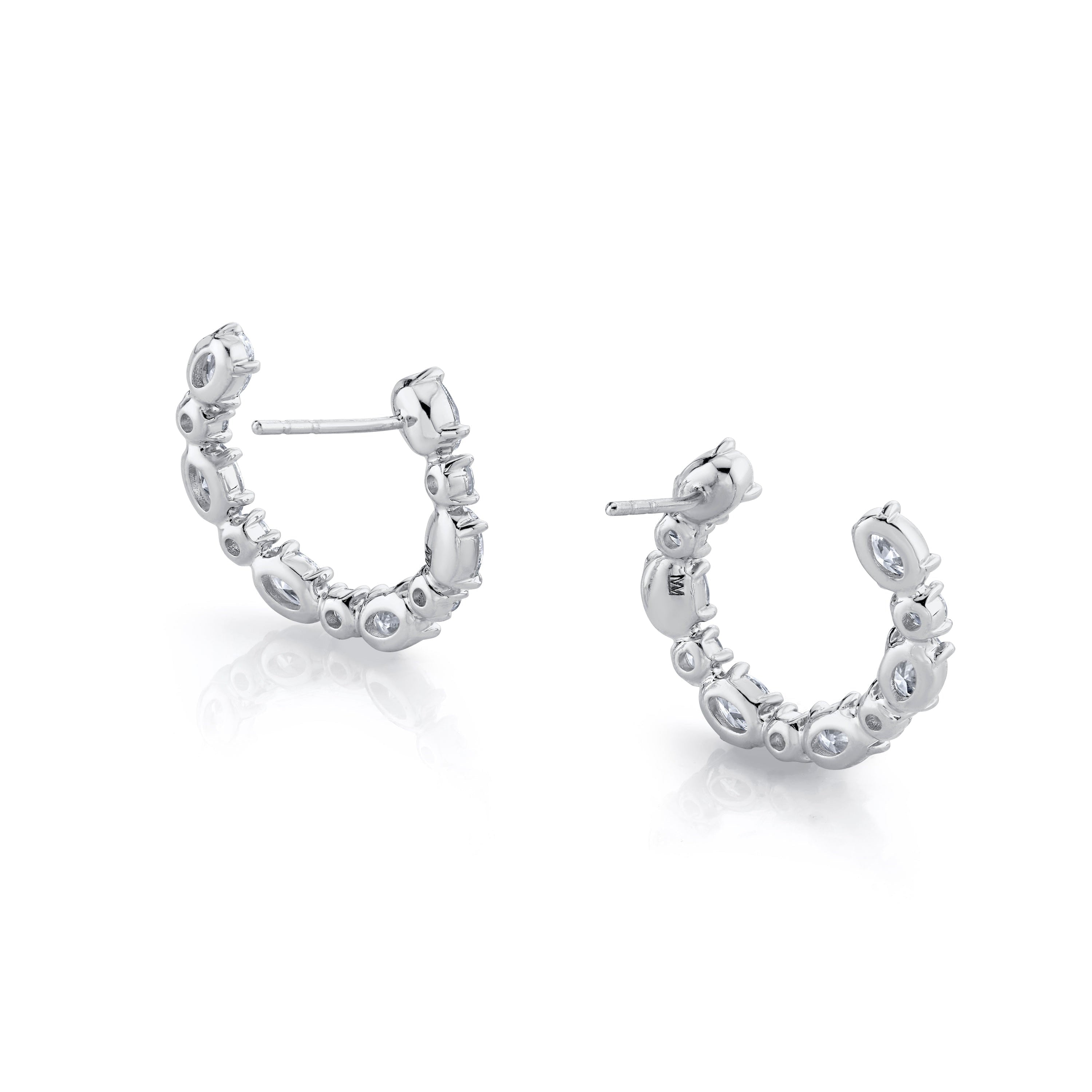 MICHAEL M Fashion Earrings 18K White Gold Montage Oval Front-to-Back Hoops ER611