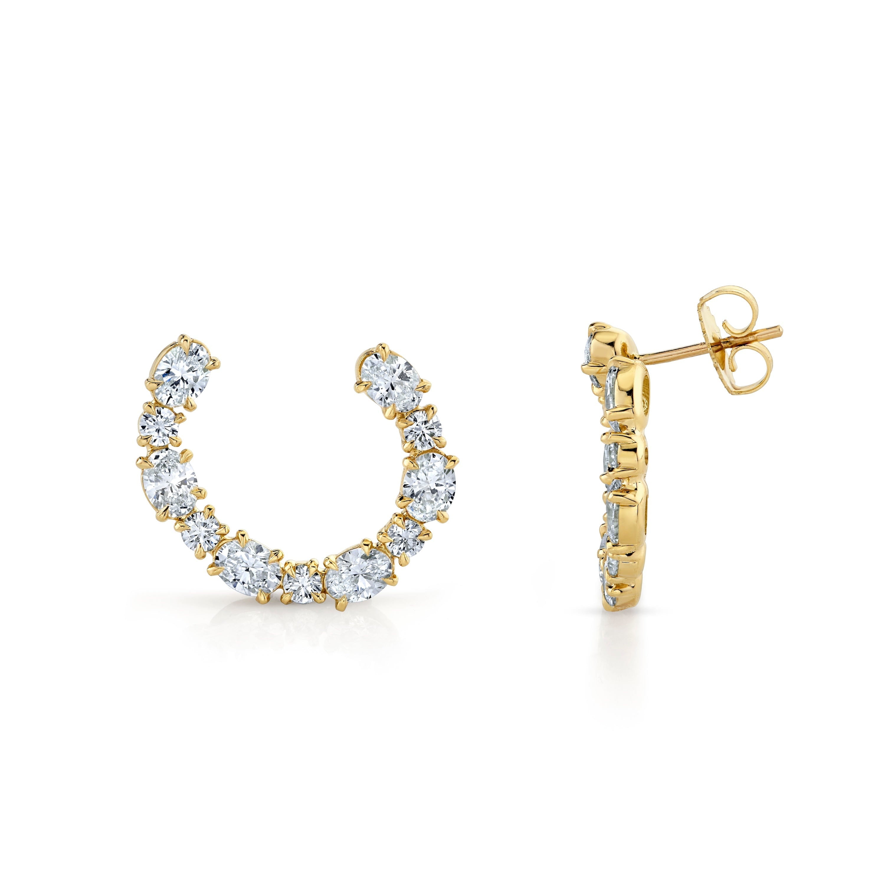 MICHAEL M Fashion Earrings 18K Yellow Gold Montage Oval Front-to-Back Hoops ER611