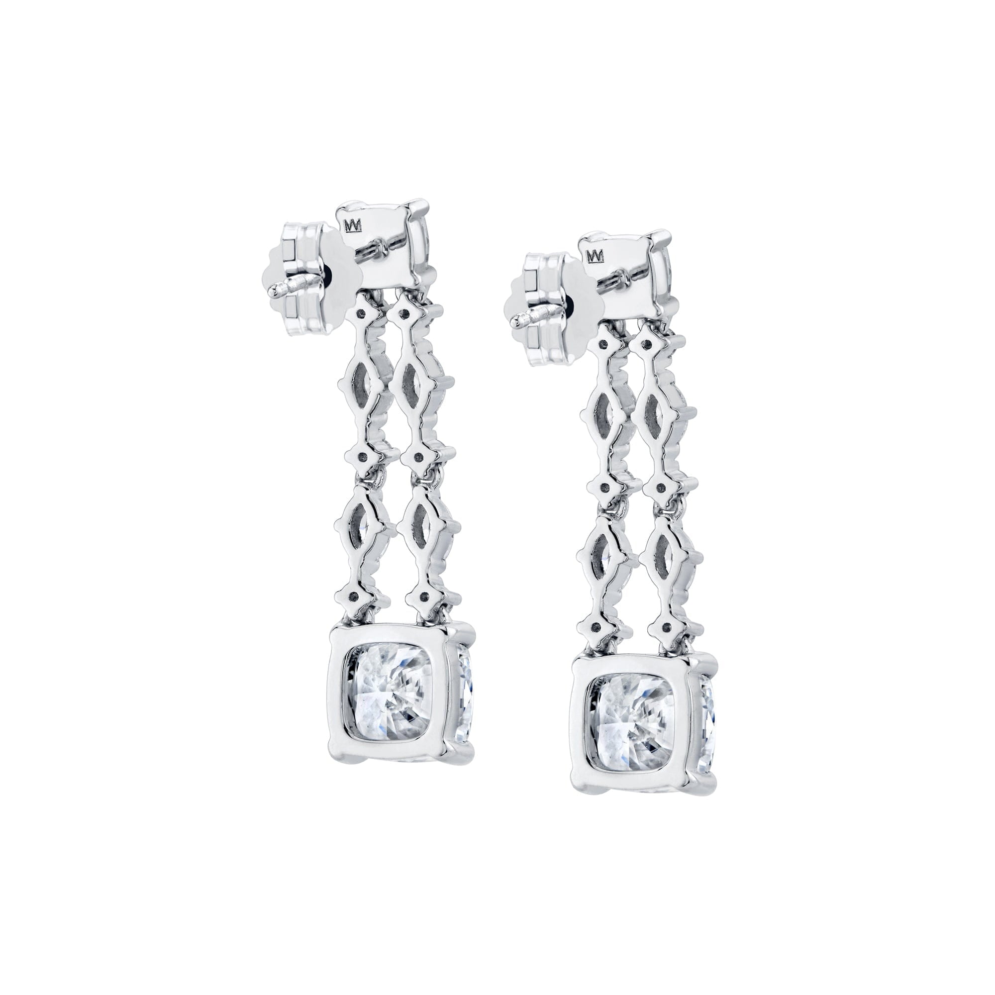 MICHAEL M Fashion Earrings Platinum Montage Cushion Cut Drop Earrings