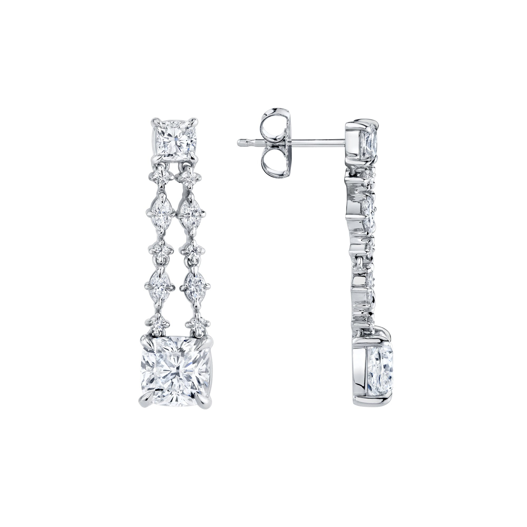 MICHAEL M Fashion Earrings Platinum Montage Cushion Cut Drop Earrings