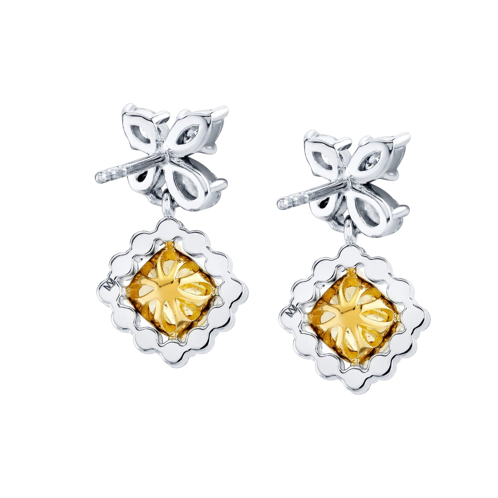 MICHAEL M Fashion Earrings Platinum Montage Yellow Diamond Drop Butterfly Earrings