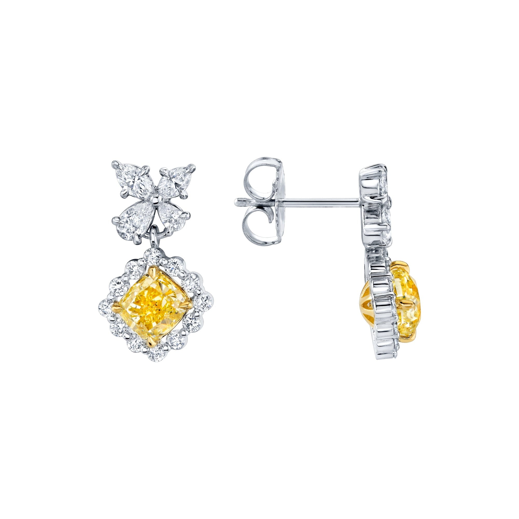 MICHAEL M Fashion Earrings Platinum Montage Yellow Diamond Drop Butterfly Earrings