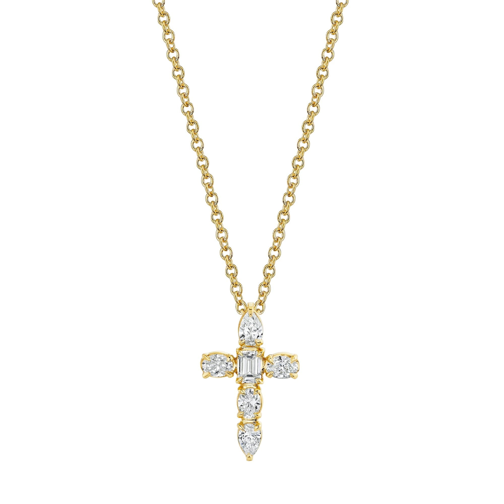 MICHAEL M Fashion Necklaces 18K Yellow Gold Montage Small Diamond Cross Pendant P414 YG