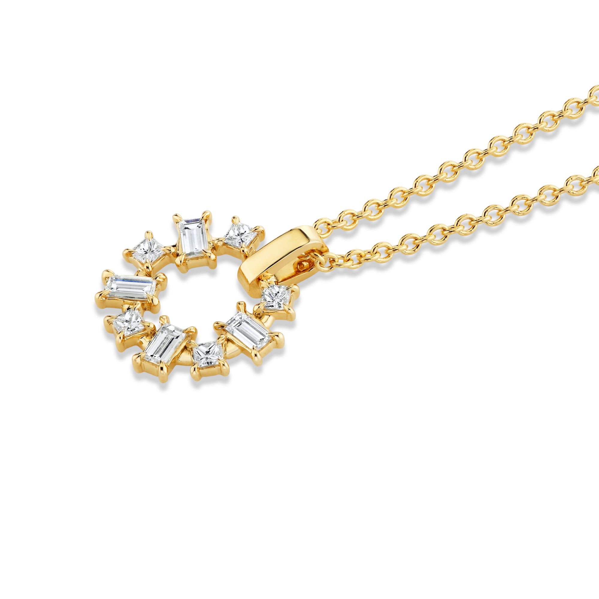 MICHAEL M Fashion Necklaces Montage Baguette and Princess Cut Ring Pendant