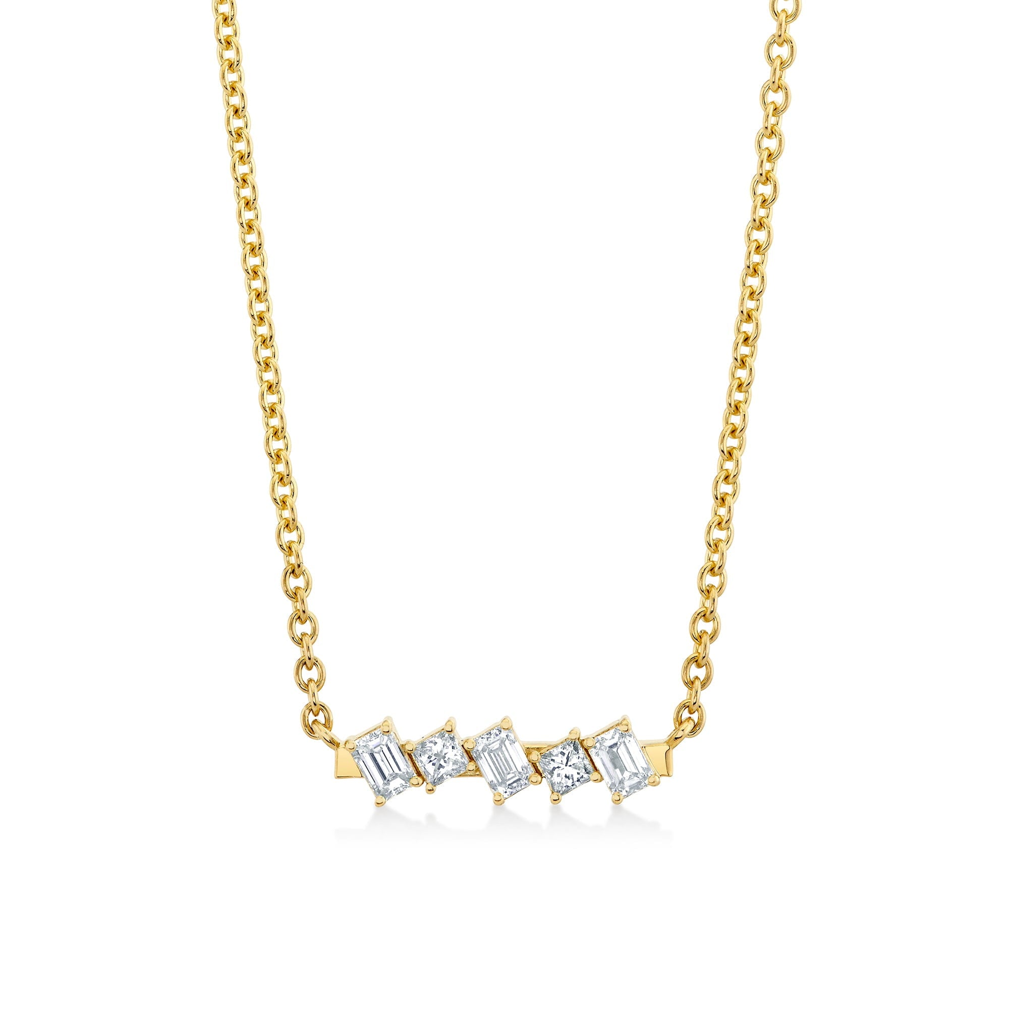 MICHAEL M Fashion Necklaces Montage Emerald & Princess Diamond Bar Necklace