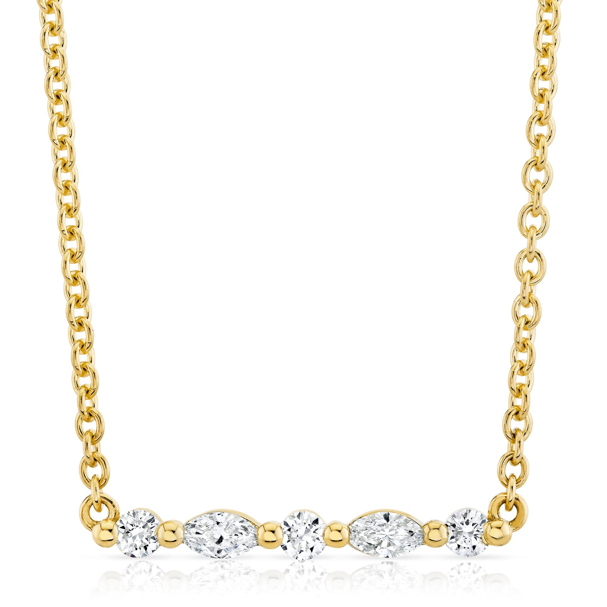 MICHAEL M Fashion Necklaces Montage Marquise and Round Cut Diamond Bar Necklace