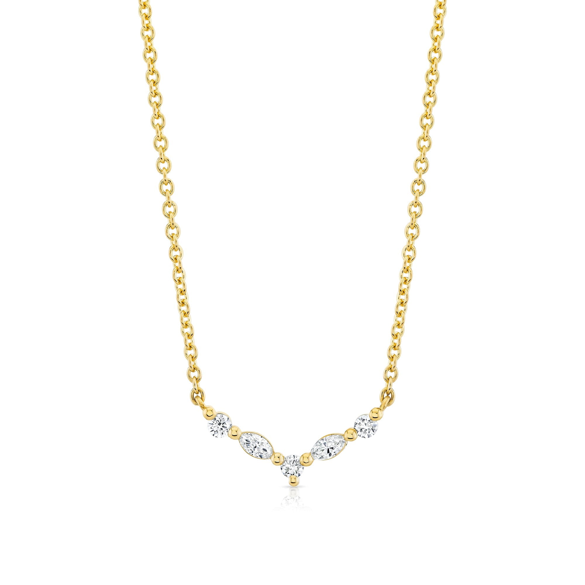 MICHAEL M Fashion Necklaces Montage Marquise and Round Cut Diamond Chevron Necklace