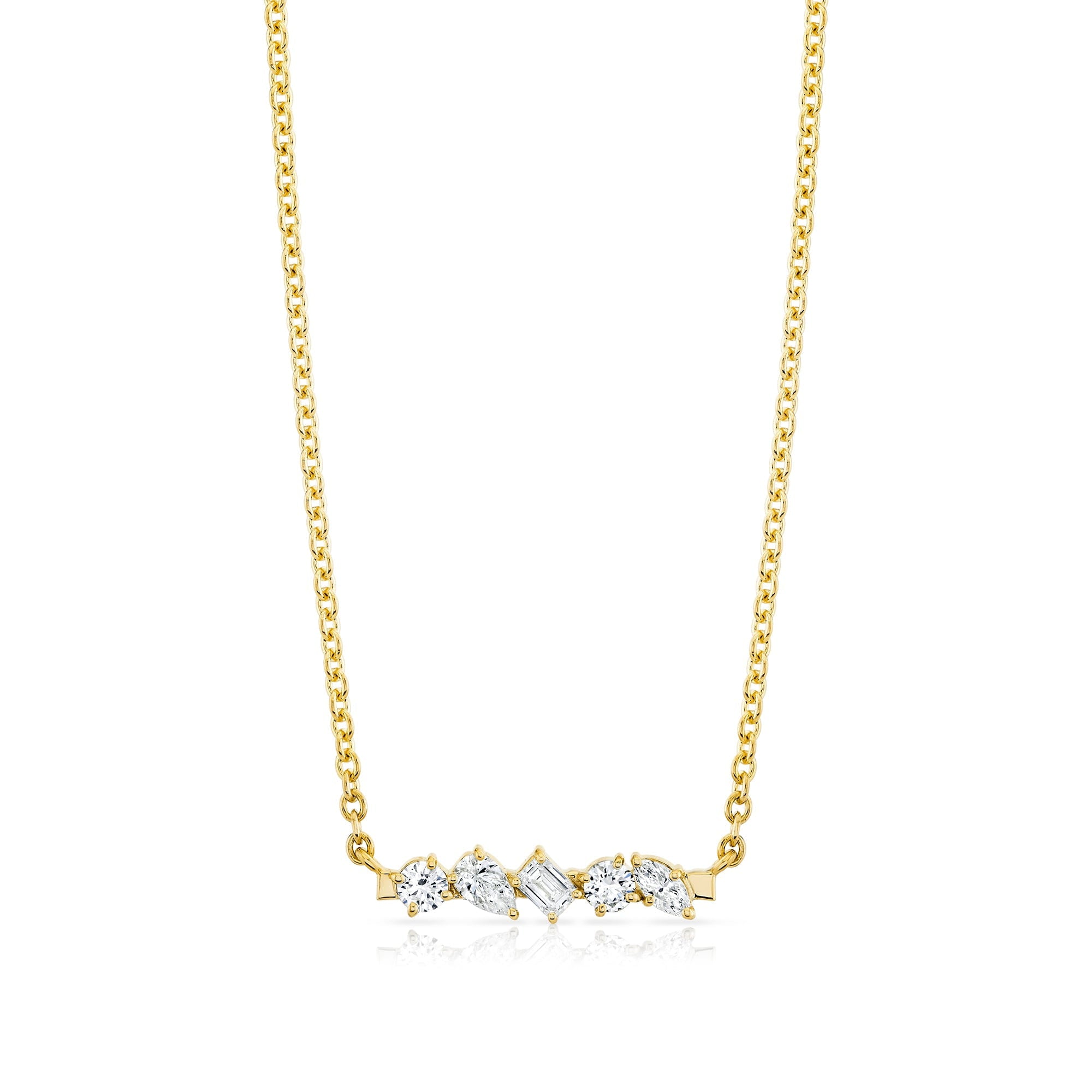 MICHAEL M Fashion Necklaces Montage Mixed Cut Diamond Bar Necklace