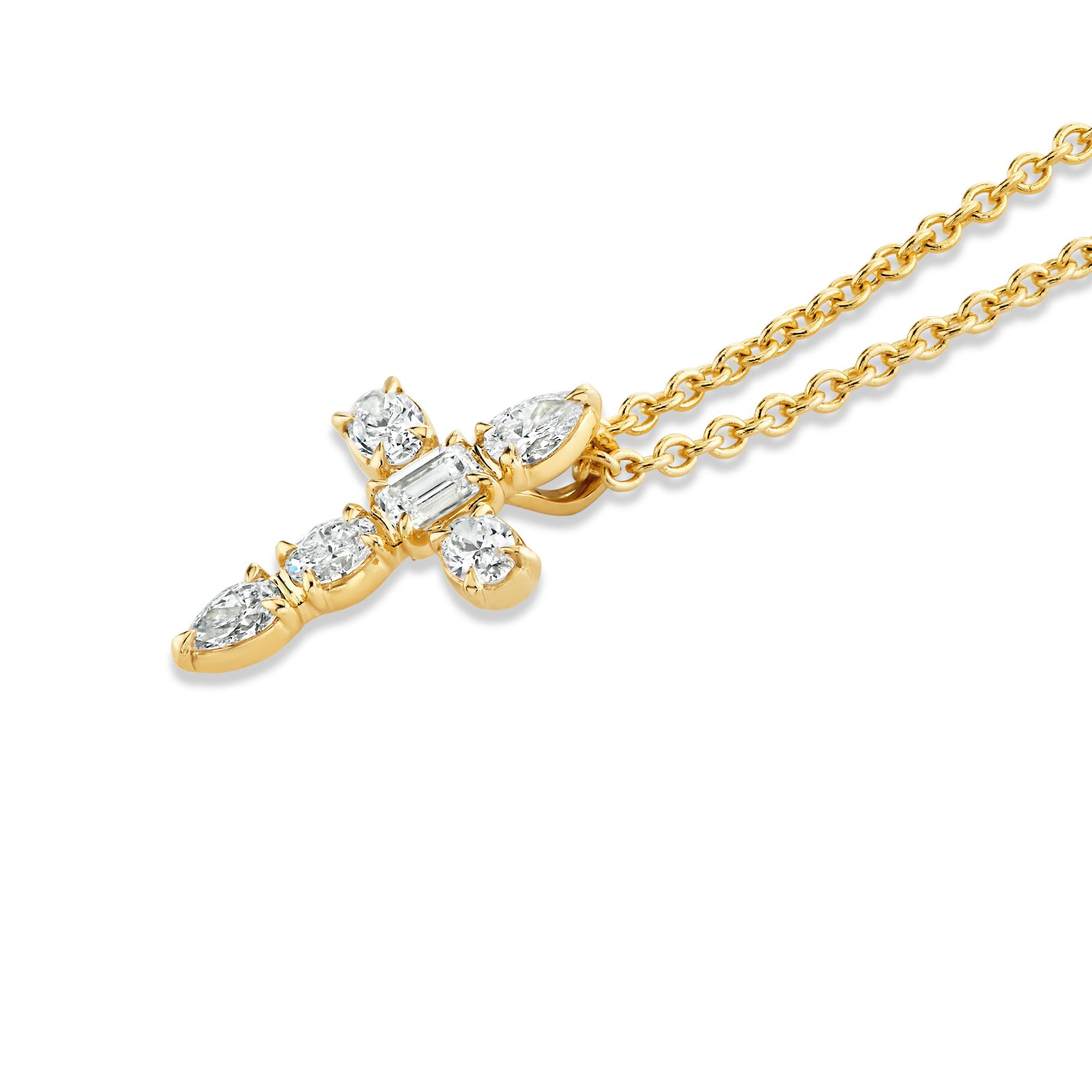 MICHAEL M Fashion Necklaces Montage Small Diamond Cross Pendant