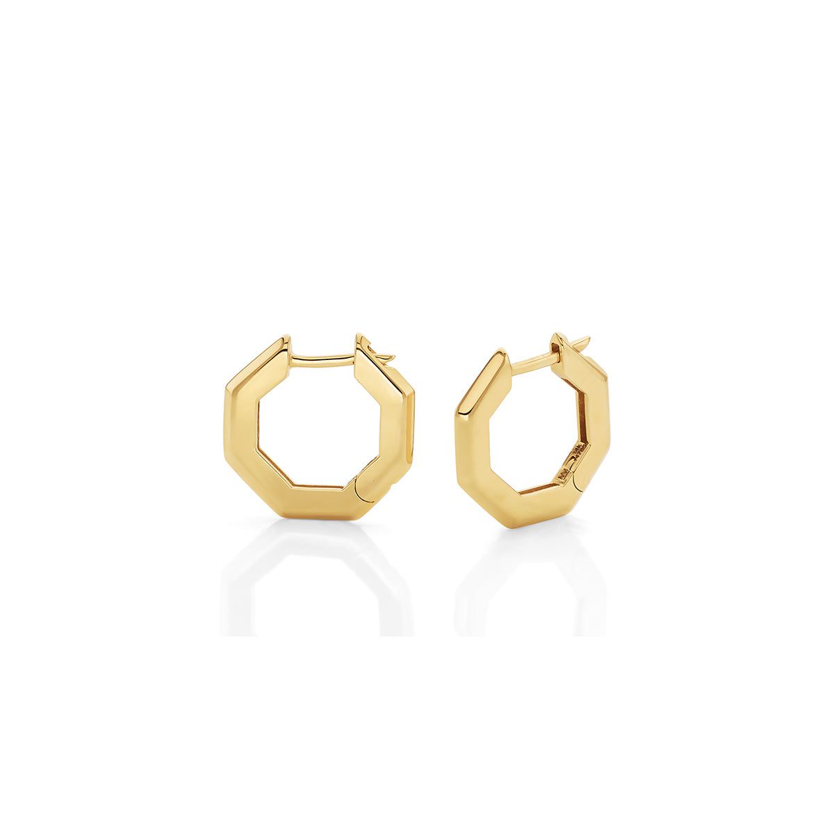 MICHAEL M Fashion Rings 14K Yellow Gold Small Octave Knifed Hoop Earrings ER550-S-YG