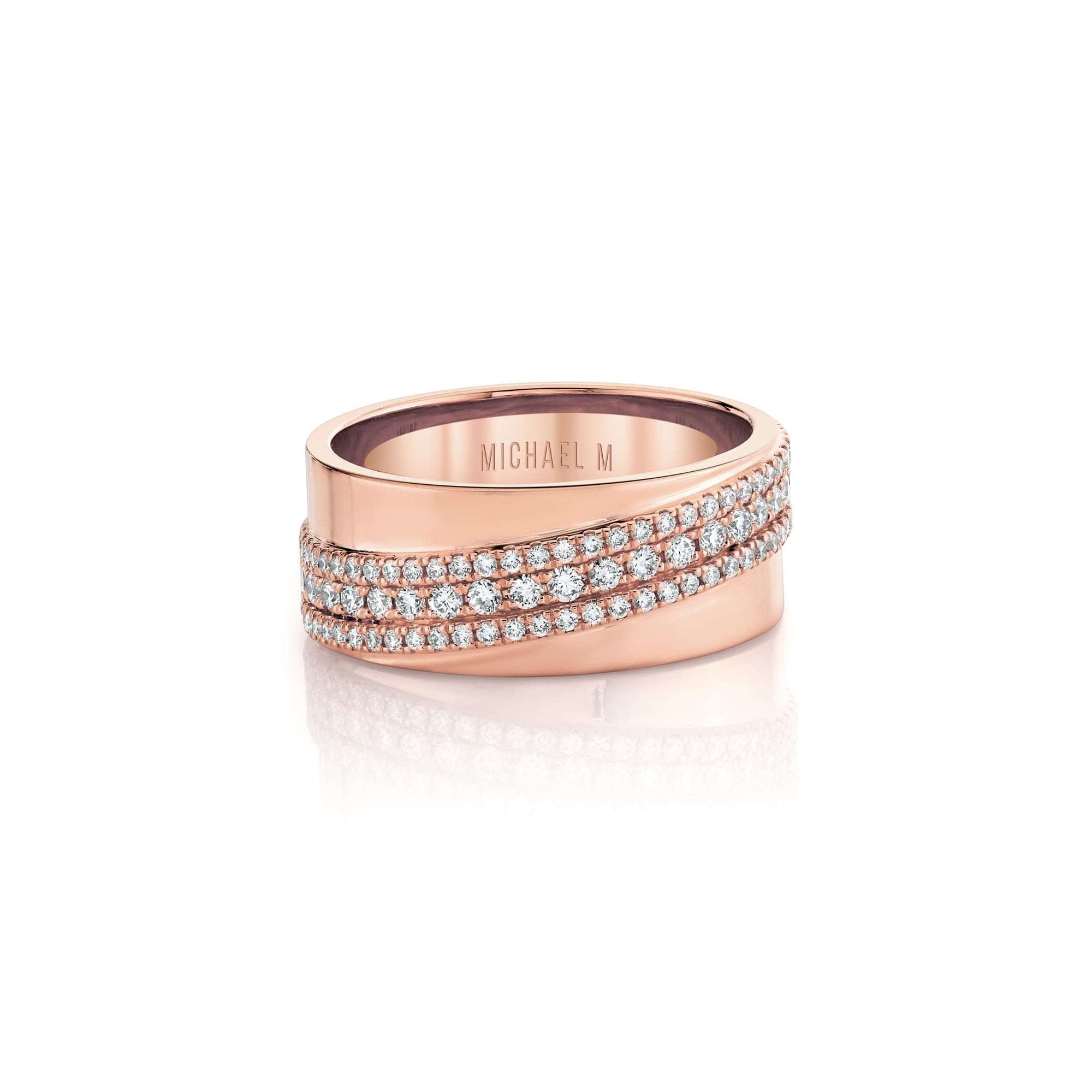 MICHAEL M Fashion Rings 18K Rose Gold / 4 Europa Diagonal Ring