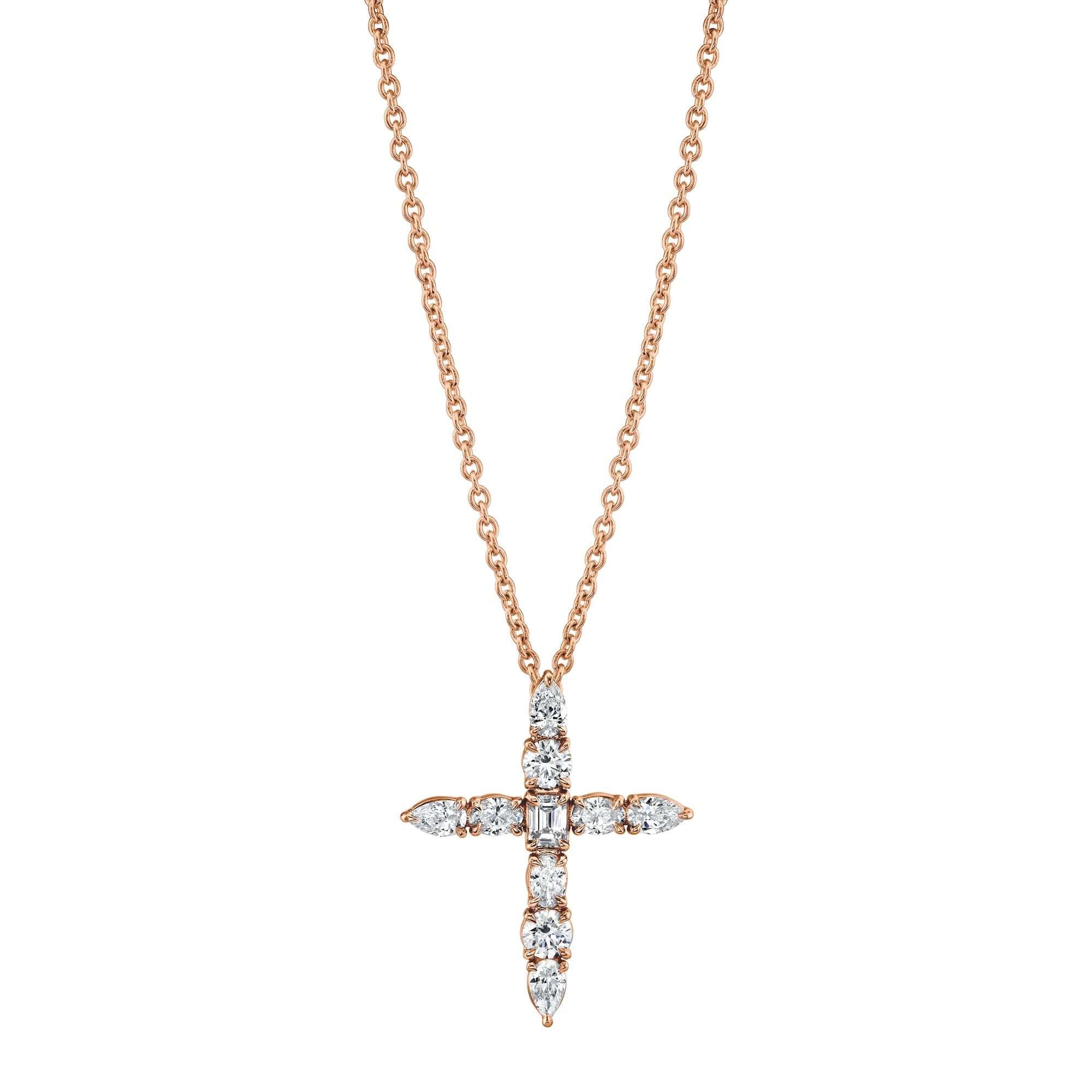 MICHAEL M Fashion Rings 18K Rose Gold Montage Cross Pendant