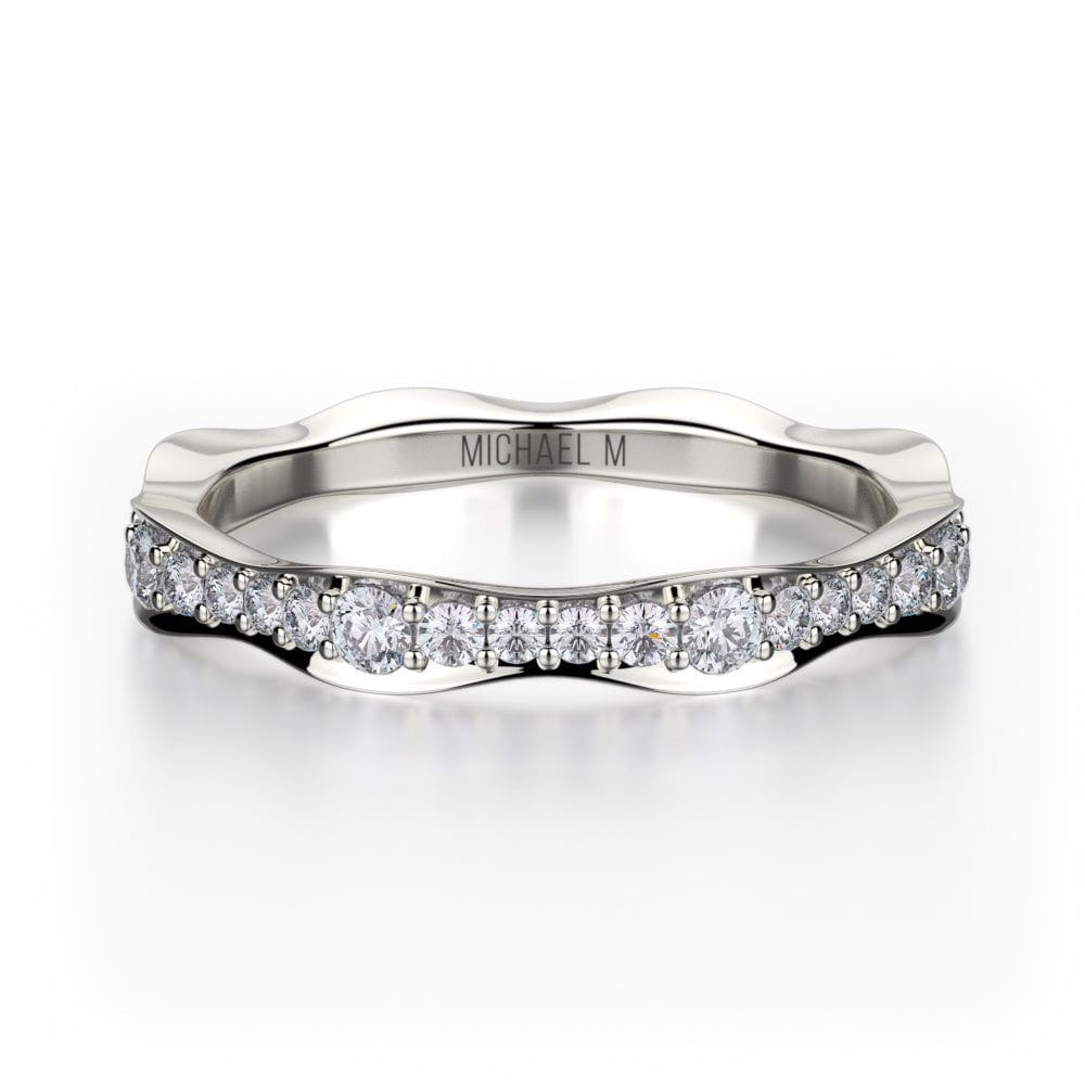 MICHAEL M Fashion Rings 18K White Gold / 4.25 Wavy Diamond Cluster Band B300-WG4.25