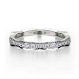 MICHAEL M Fashion Rings 18K White Gold / 4.25 Wavy Diamond Cluster Band B300-WG4.25
