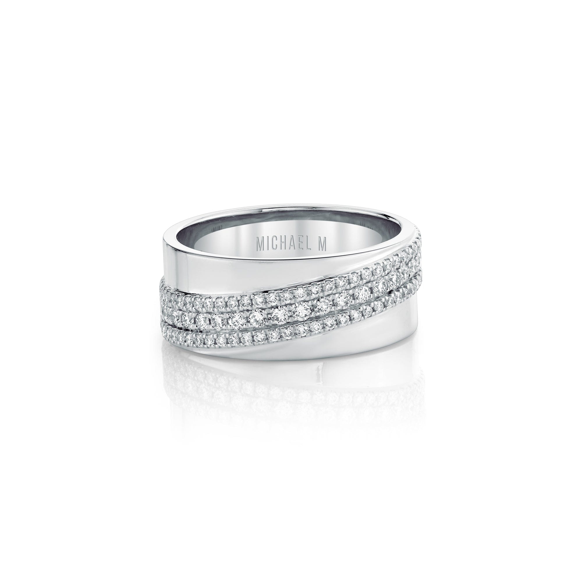 MICHAEL M Fashion Rings 18K White Gold / 4 Europa Diagonal Ring