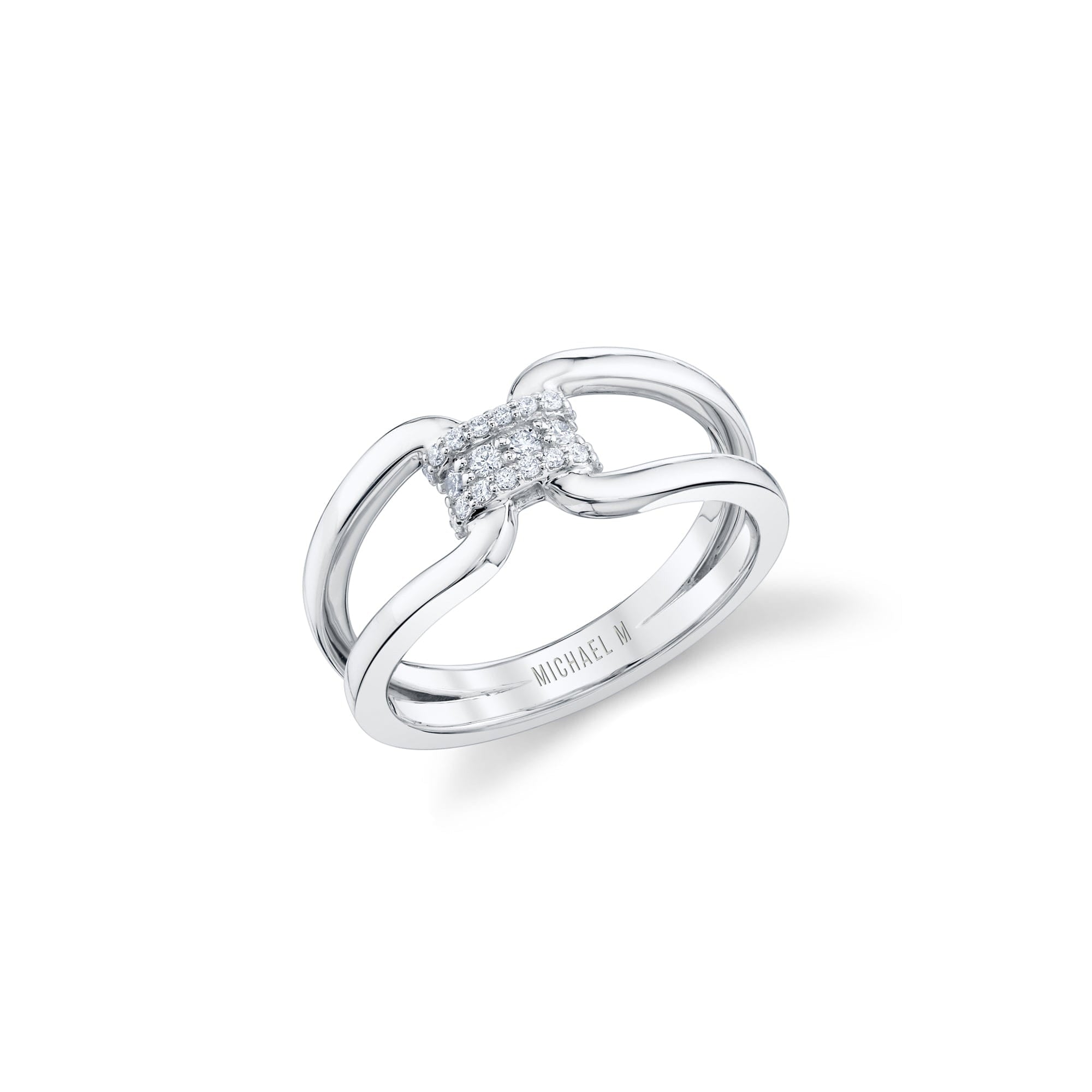 MICHAEL M Fashion Rings 18K White Gold / 4 Europa Interlink Ring