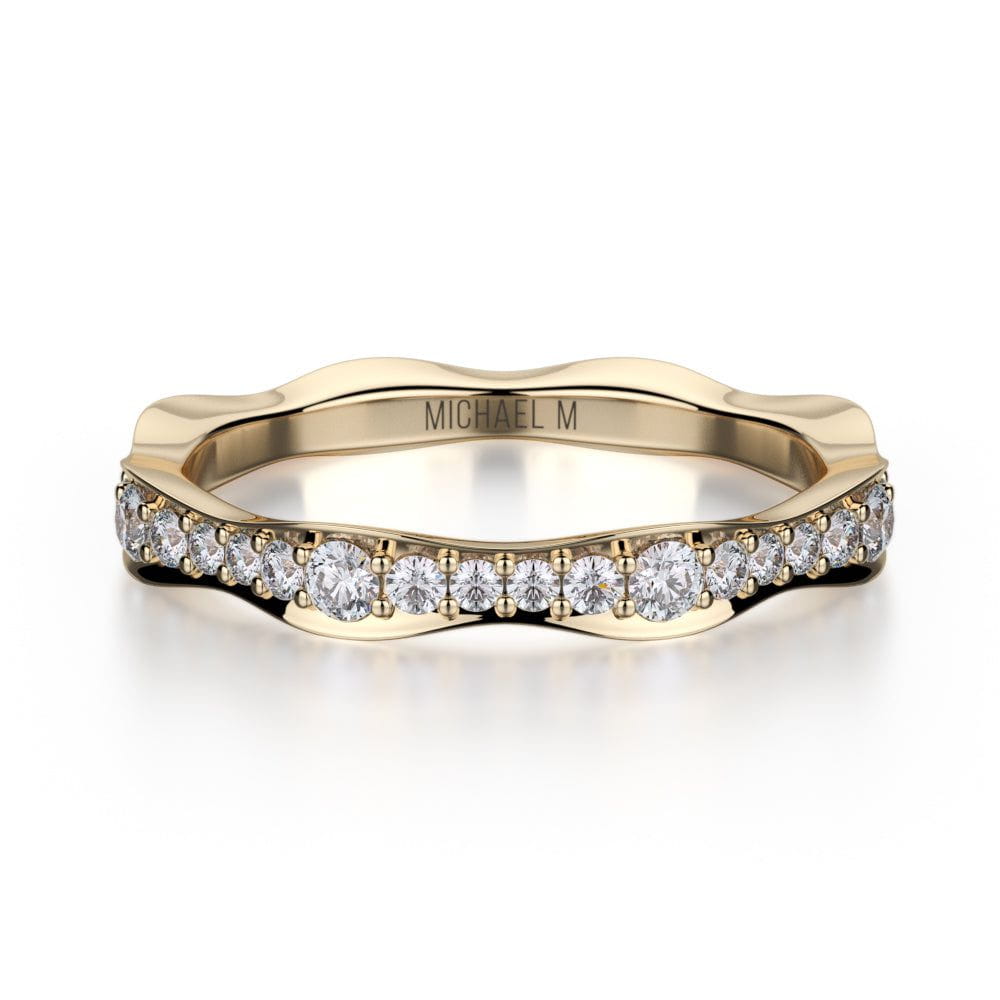MICHAEL M Fashion Rings 18K Yellow Gold / 4.25 Wavy Diamond Cluster Band B300-YG4.25