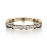 MICHAEL M Fashion Rings 18K Yellow Gold / 4.25 Wavy Diamond Cluster Band B300-YG4.25