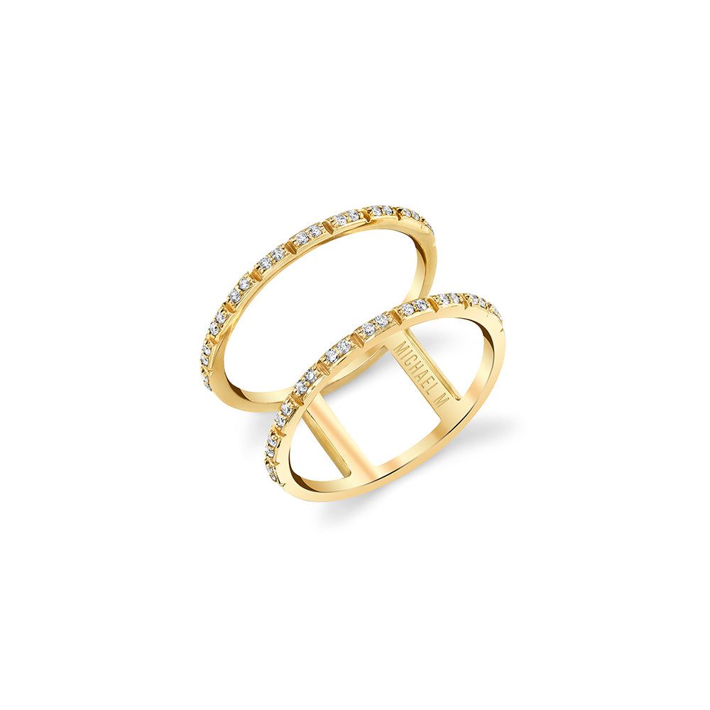 MICHAEL M Fashion Rings Double Diamond Band