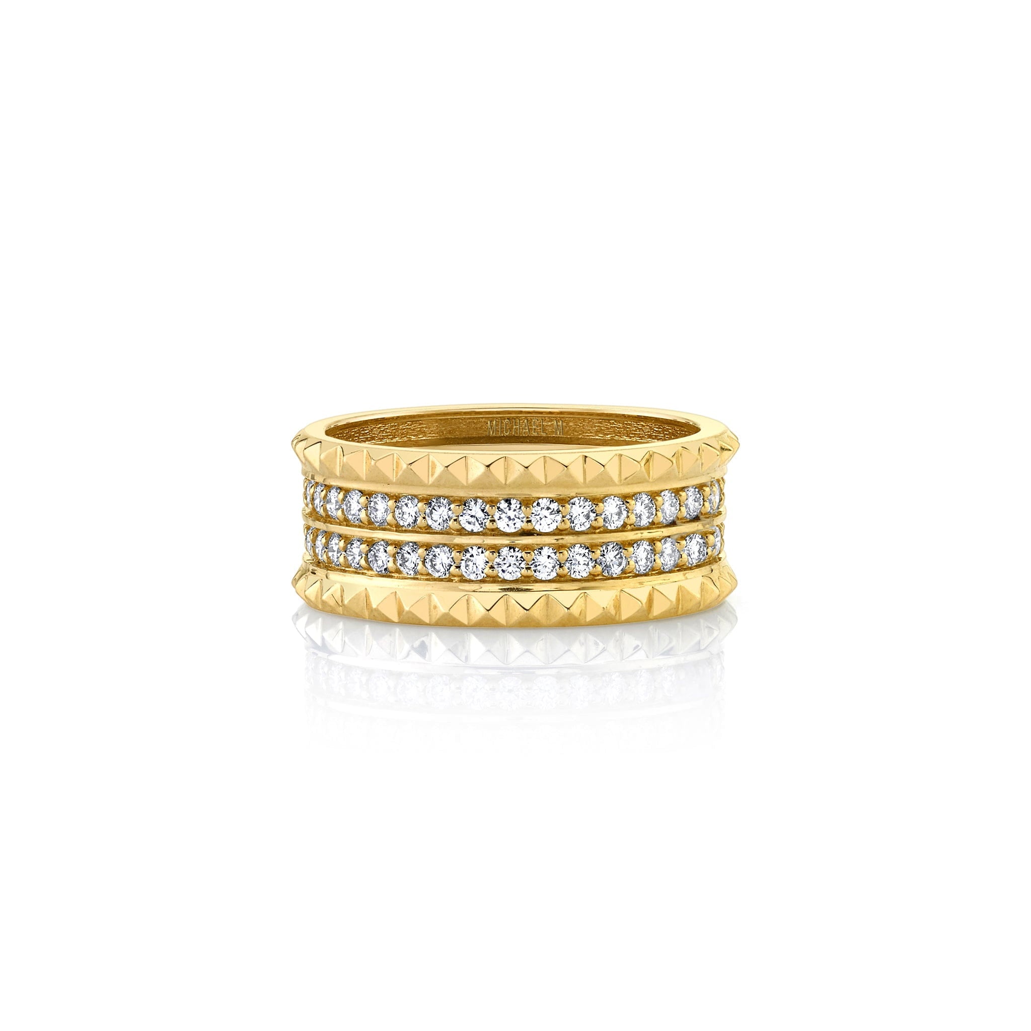 MICHAEL M Fashion Rings Tetra Double Pavé Band