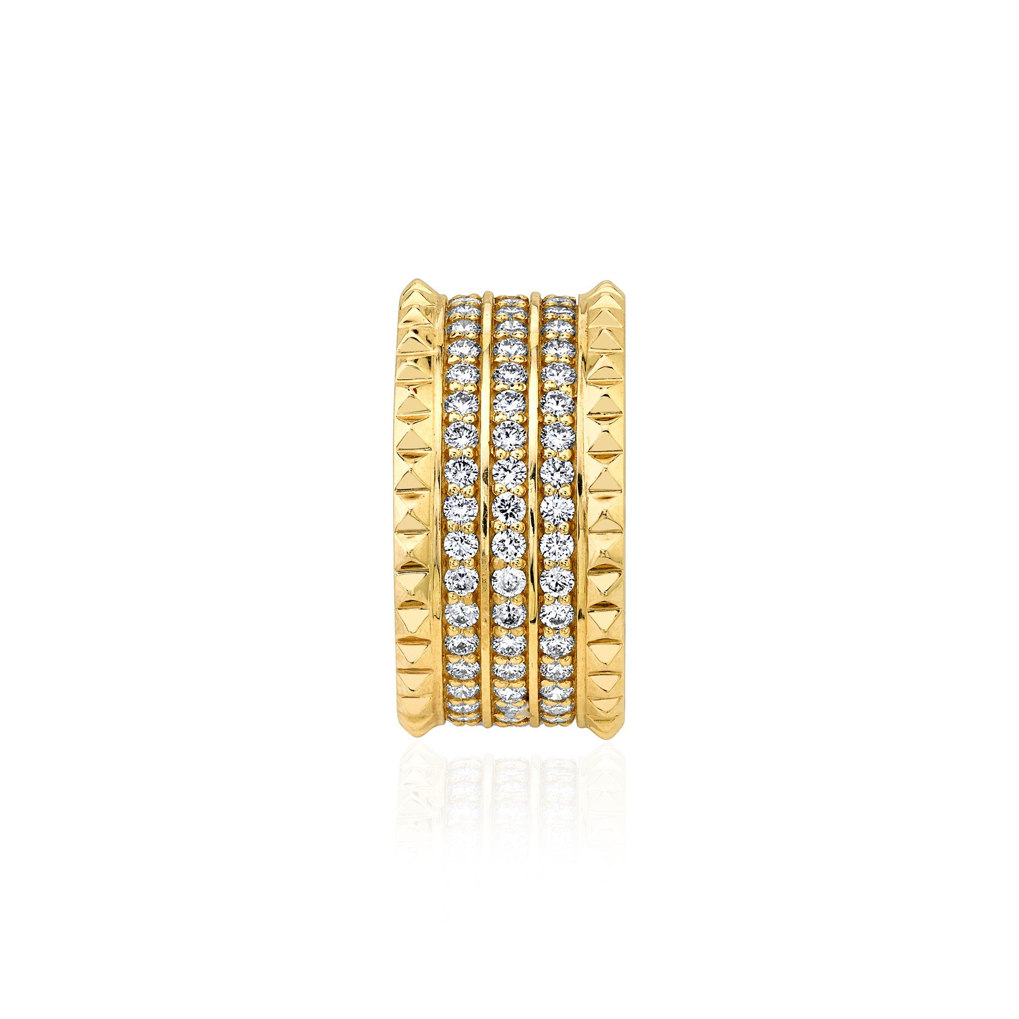 MICHAEL M Fashion Rings Tetra Triple Pavé Band
