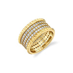 MICHAEL M Fashion Rings Tetra Triple Pavé Band