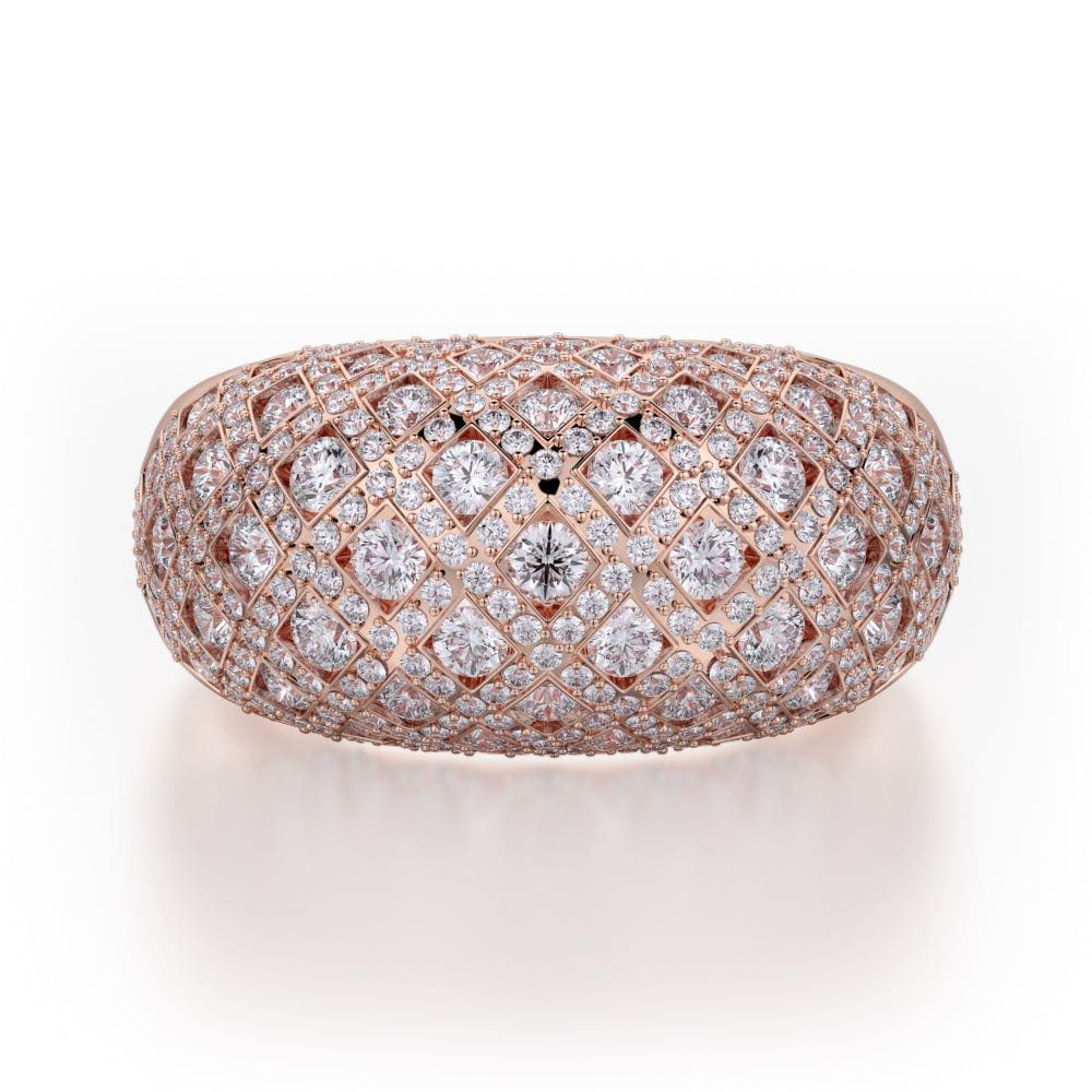 MICHAEL M High Jewelry 18K Rose Gold / 4 Dome Diamond Ring F144-RG4