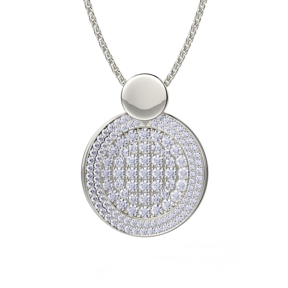 MICHAEL M High Jewelry 18K White Gold Diamond Filled Circle Pendant Necklace MH108AWG