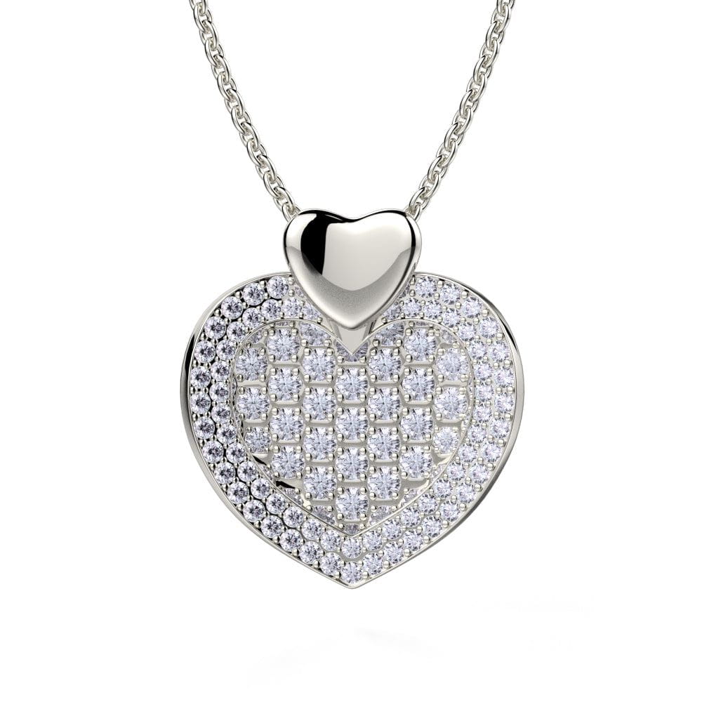 MICHAEL M High Jewelry 18K White Gold Diamond Filled Heart Pendant Necklace MH112L-WG